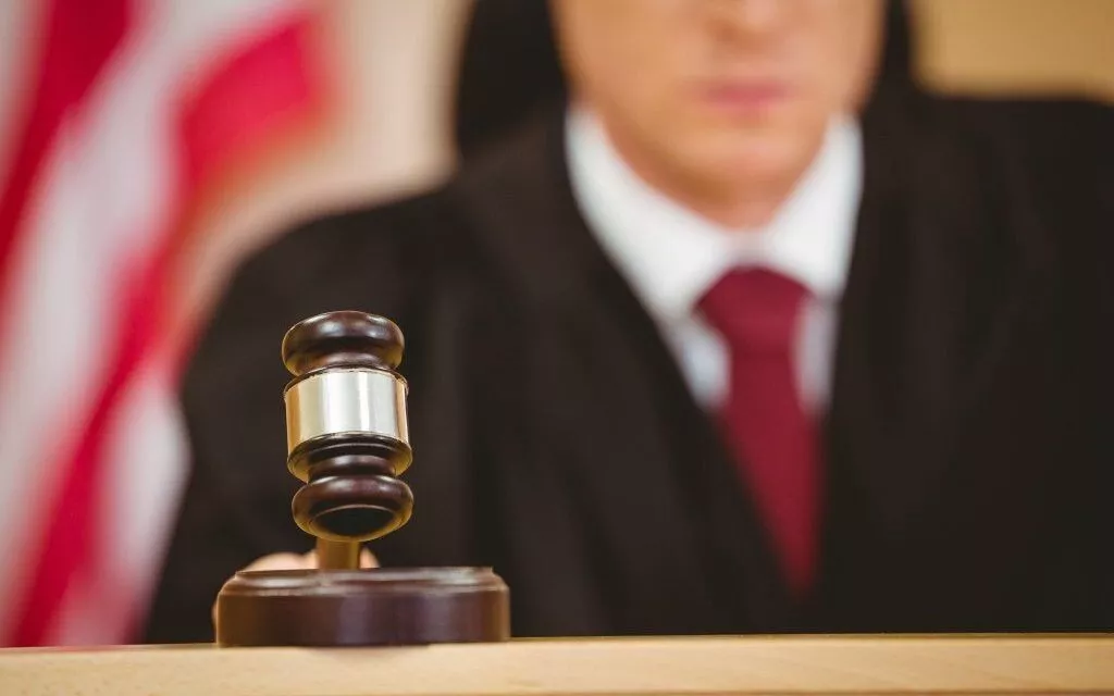 hammer on the judge's table